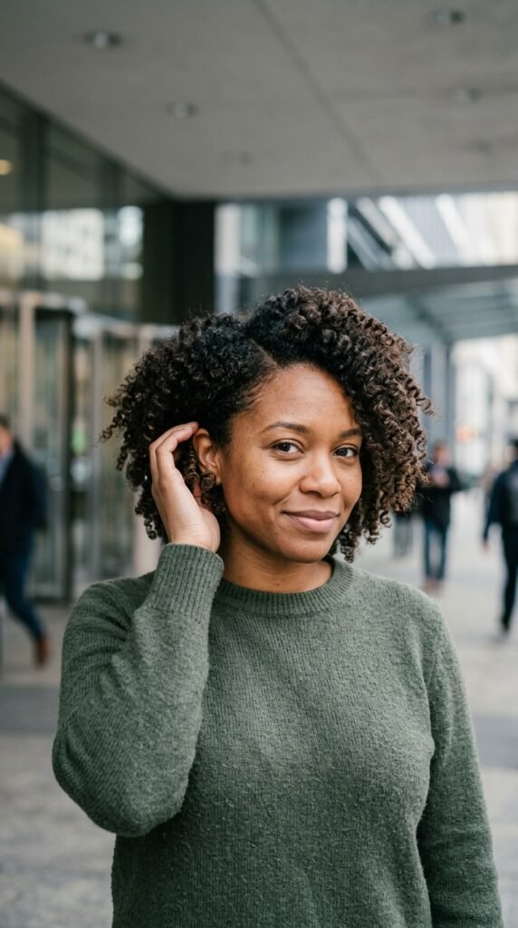 Natural Curls With a Defined Side Part