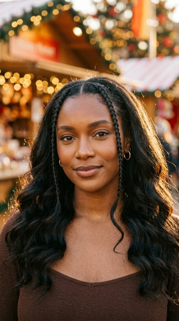 Face-Framing Braids With Loose Waves