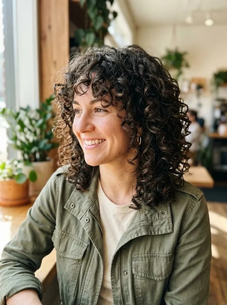  Curly Shoulder Cut With Rounded Layers