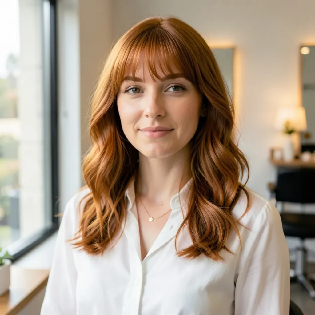 Soft Copper With Curtain Bangs