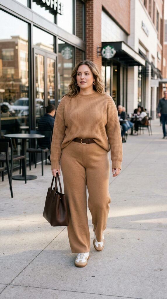 Matching Knit Set for a Busy Shopping Day