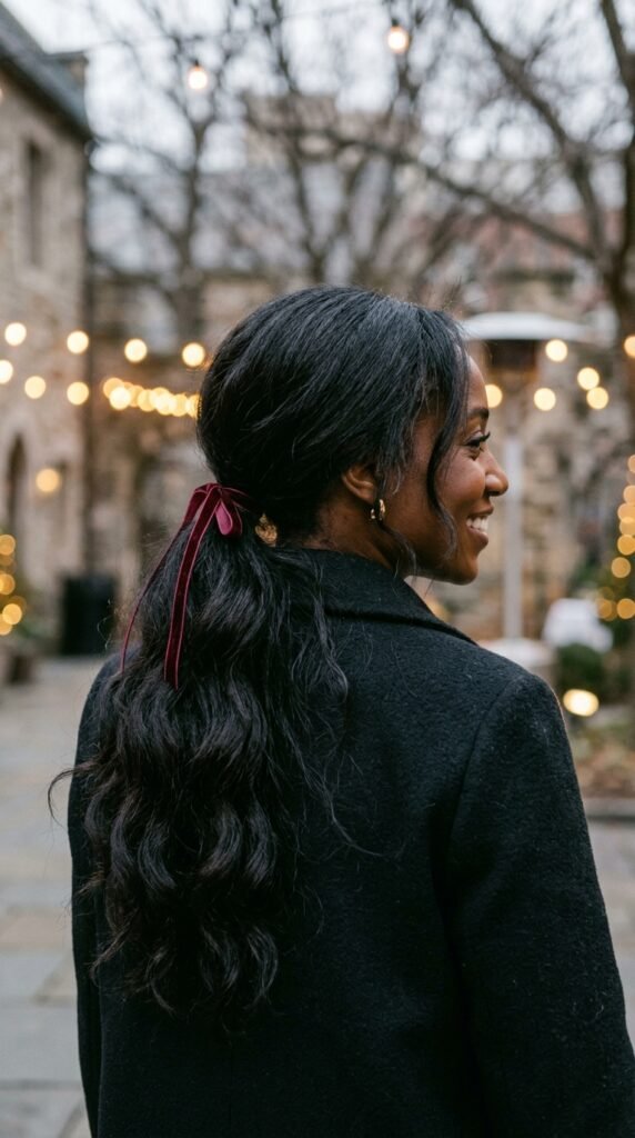 Romantic Low Ponytail with Loose Waves