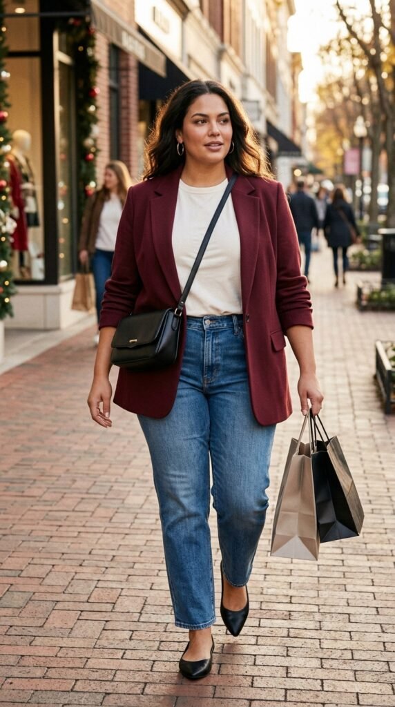 Blazer, Tee, and Relaxed Jeans