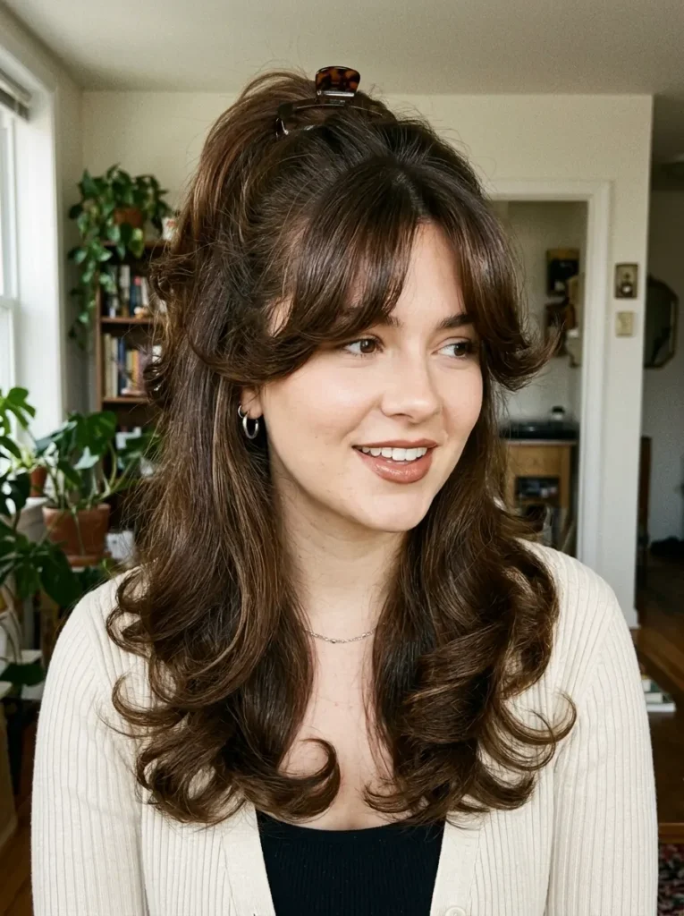 90s Blowout Half-Up with Curtain Bangs