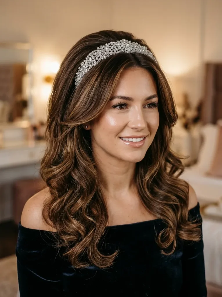 A Bouncy Blowout With a Crystal Headband