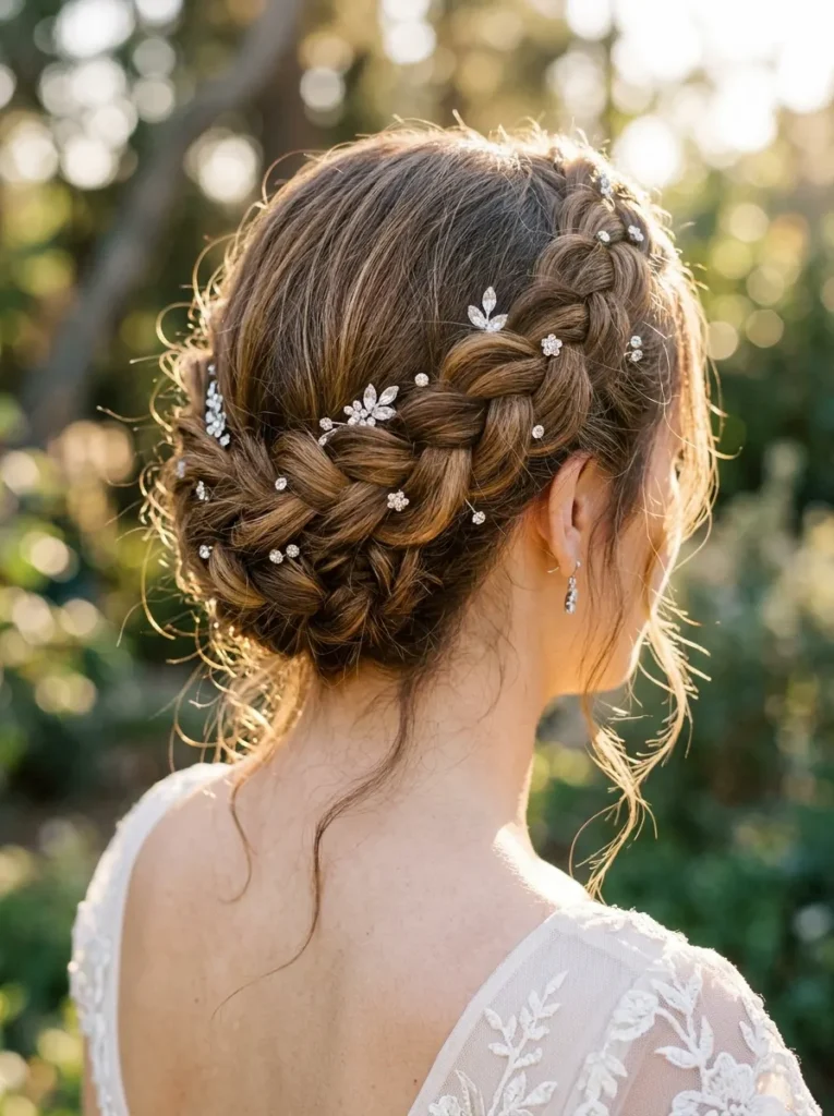 A Braided Crown With Crystal Accents