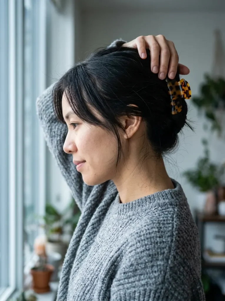 A Claw-Clip French Twist for Shorter Hair