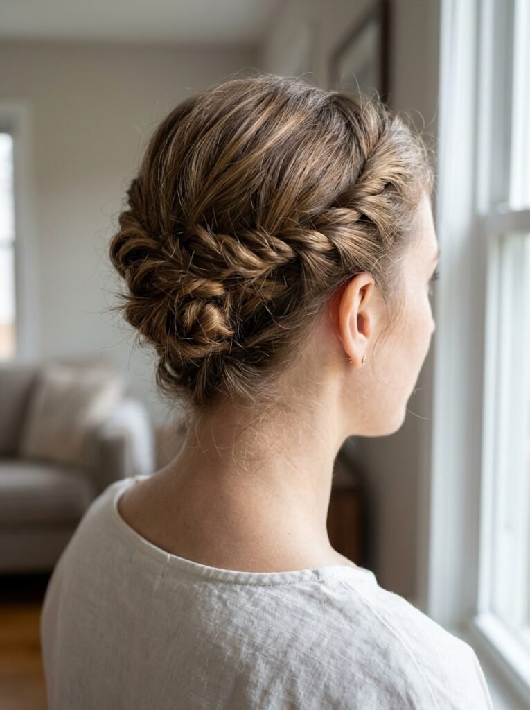 A Mini Twisted Updo for Chin-Length Hair