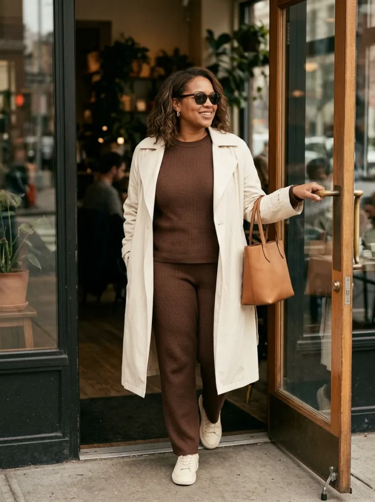 A Relaxed Knit Set With City Sneakers