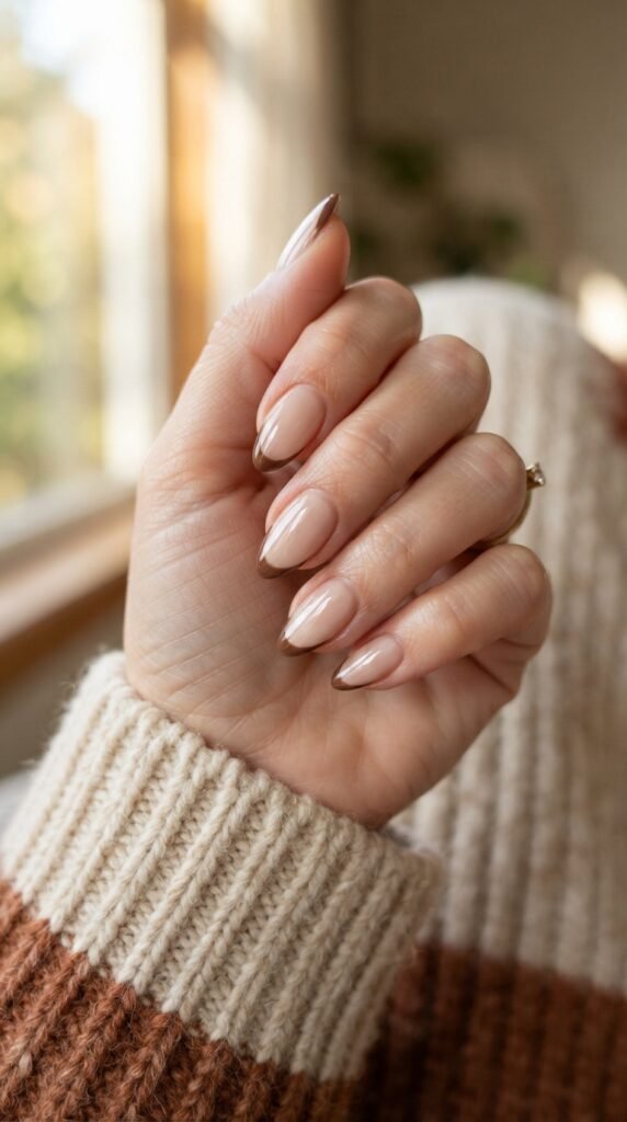 Brown French Tip Nail Art