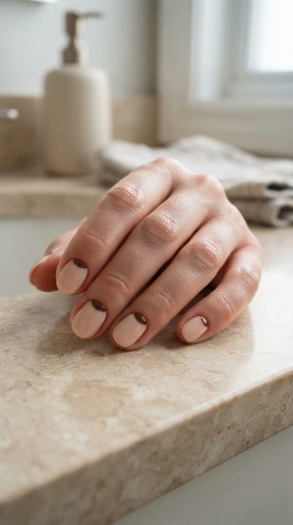 Brown Half-Moon Nail Art
