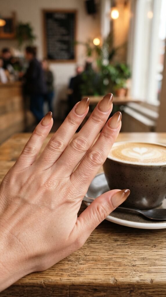 Brown Latte Ombre Nail Art
