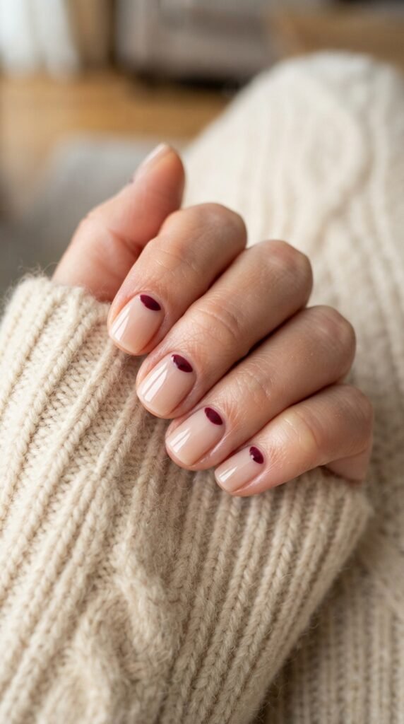 Burgundy Half-Moon October Nail Art
