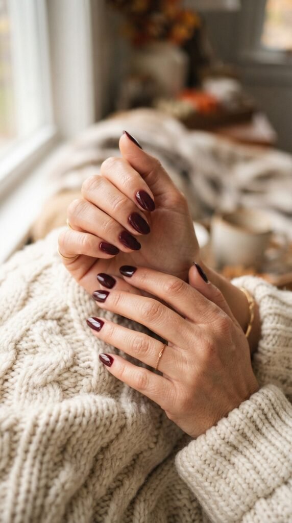 Burgundy October Nail Art