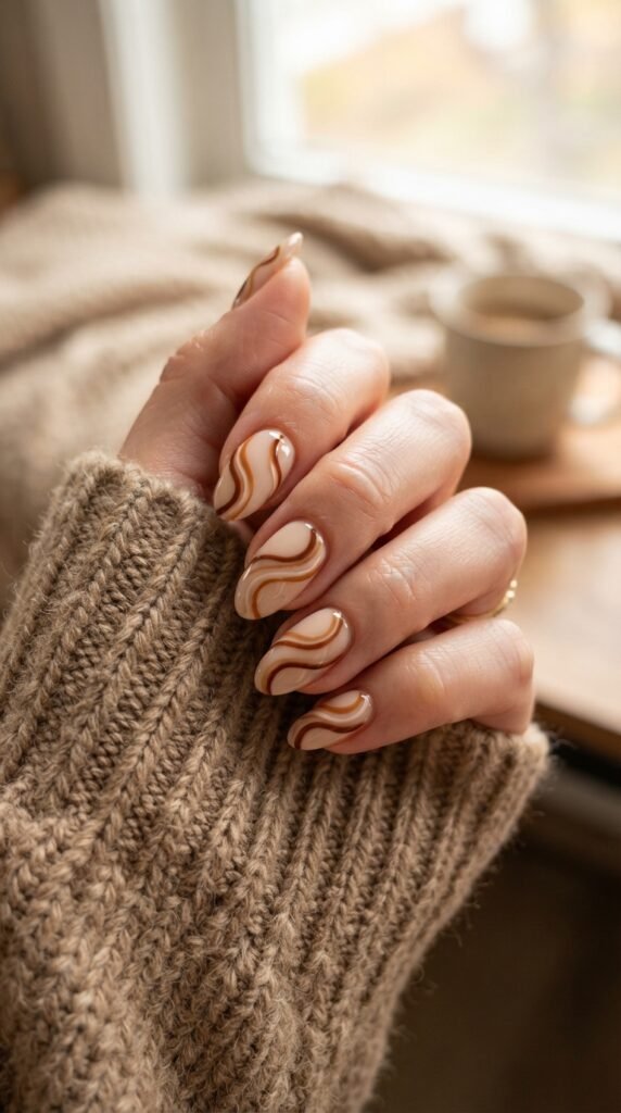 Caramel Swirl Nail Art