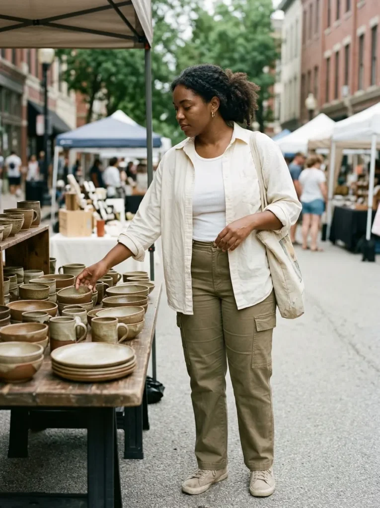 Cargo Pants With a Soft Button-Down