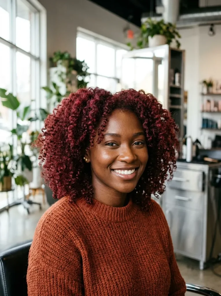 Cherry Red Curls With Defined Texture