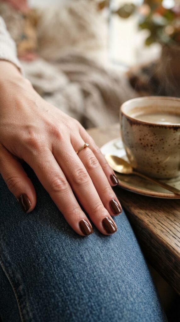 Chocolate Brown October Nail Art