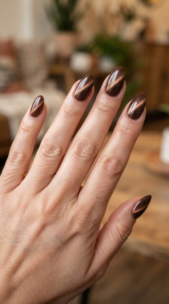 Cocoa Cat-Eye Nail Art