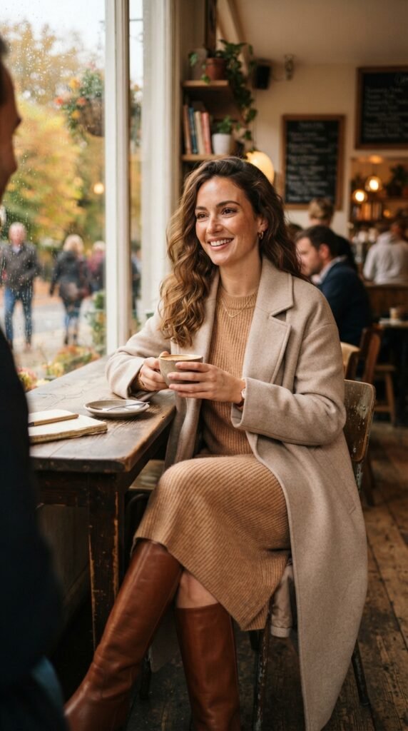 Cozy Knit Dress and Knee-High Boots