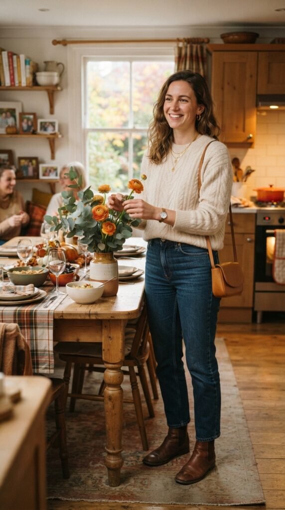 Cozy Sweater and Straight-Leg Jeans Outfit