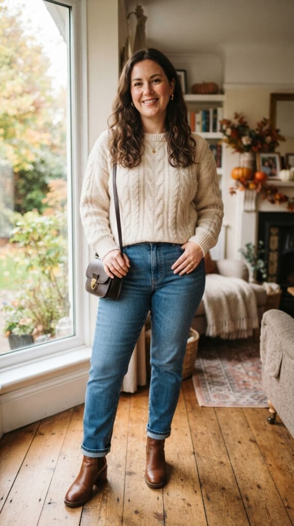 Cozy Sweater and Straight-Leg Jeans Plus Size Outfit