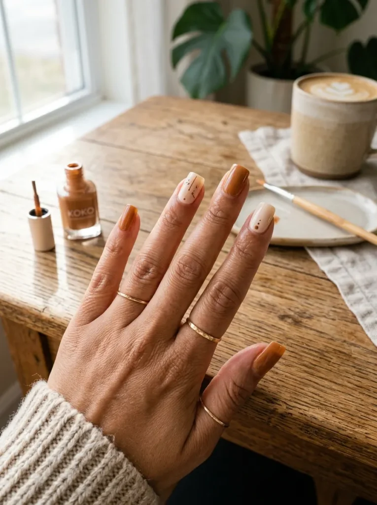 Creamy Latte Fall Nails