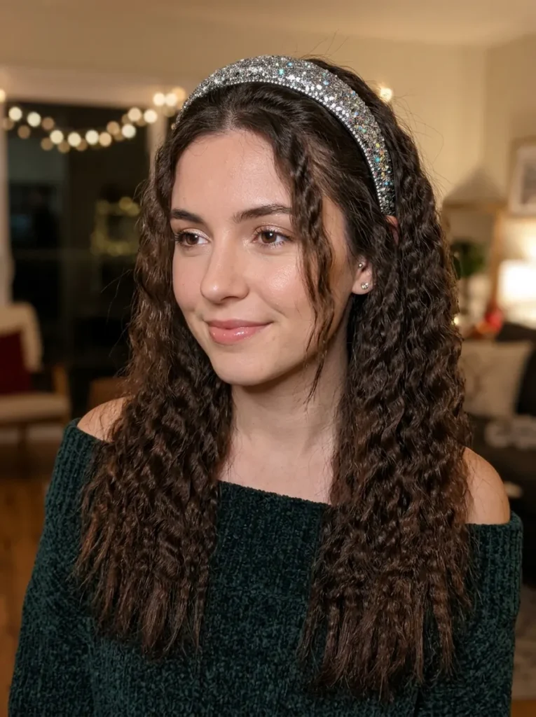 Current image: Crimped Waves with a Glitter Headband