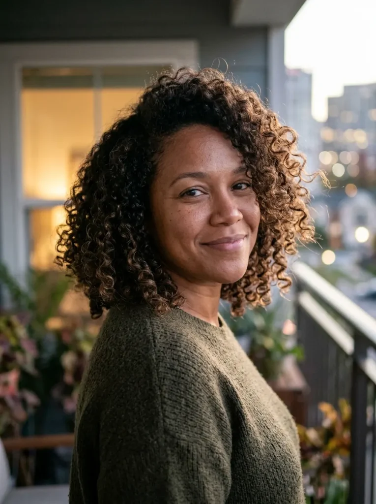 Defined Natural Curls With a Side Part