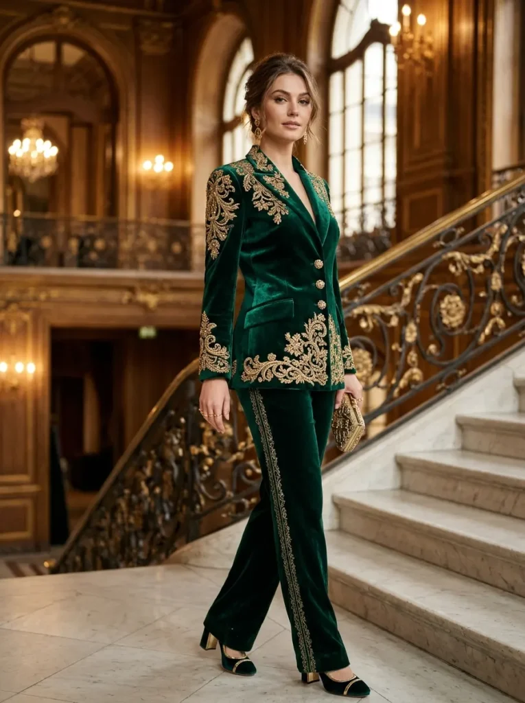 Emerald Velvet With Golden Details