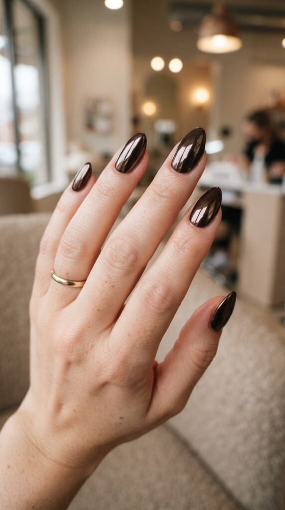 Espresso Chrome Nail Art