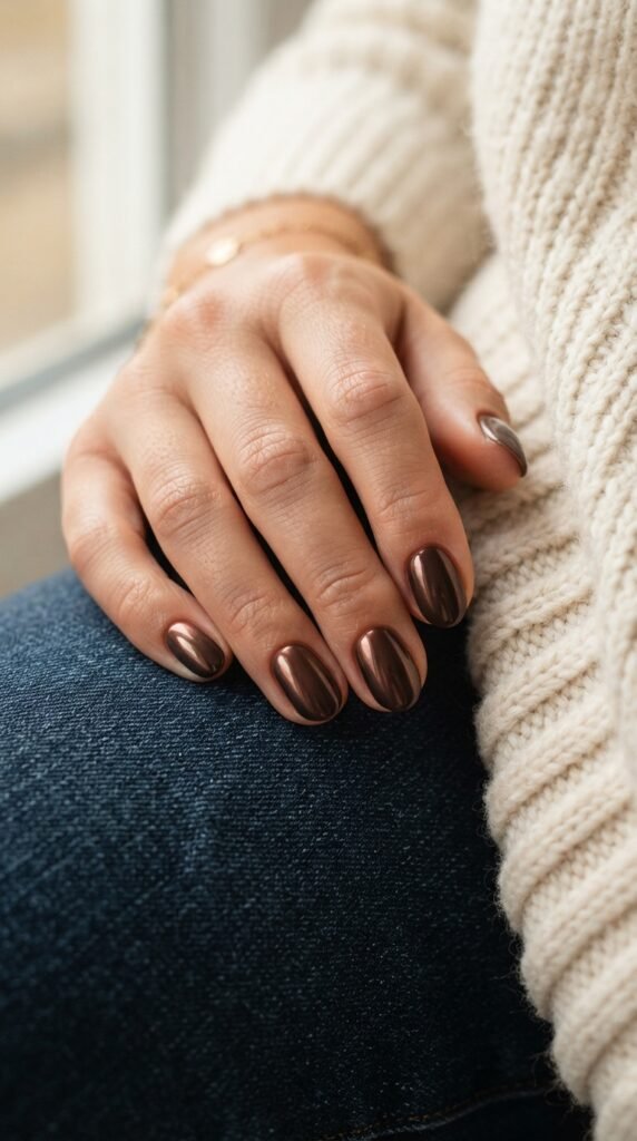 Espresso Chrome October Nail Art