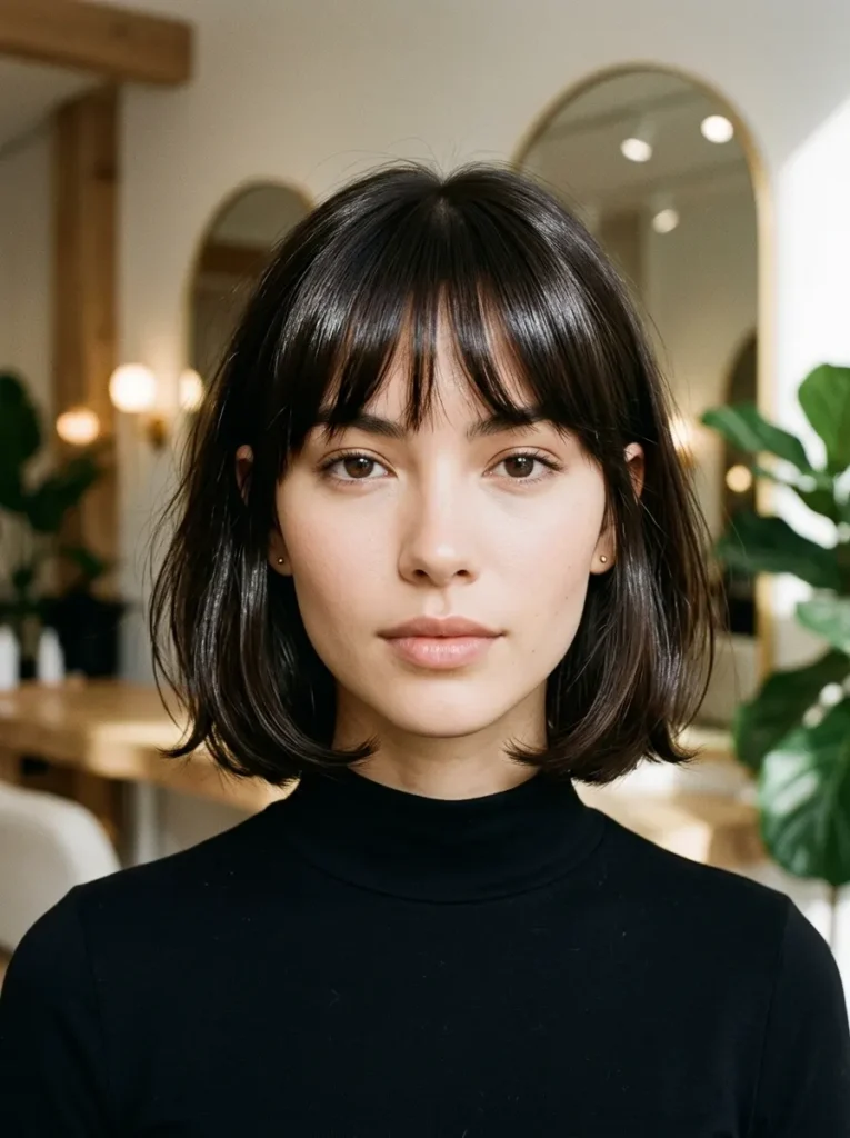 Espresso French Bob With Glossy Finish