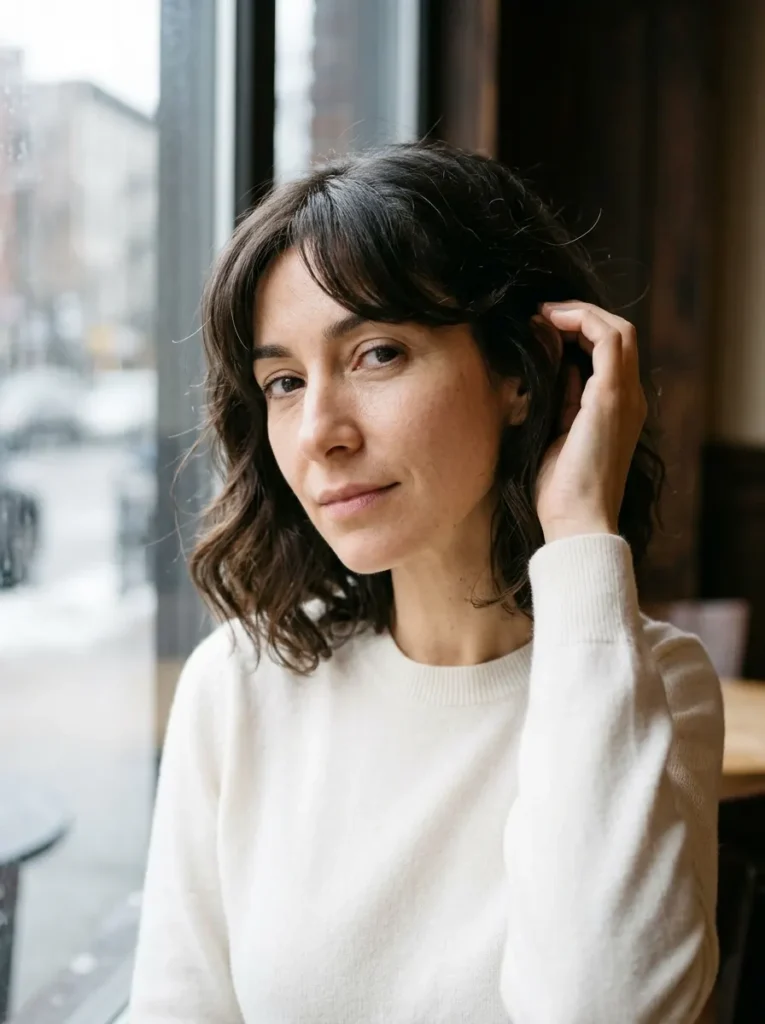 Face-Framing Waves With Curtain Bangs
