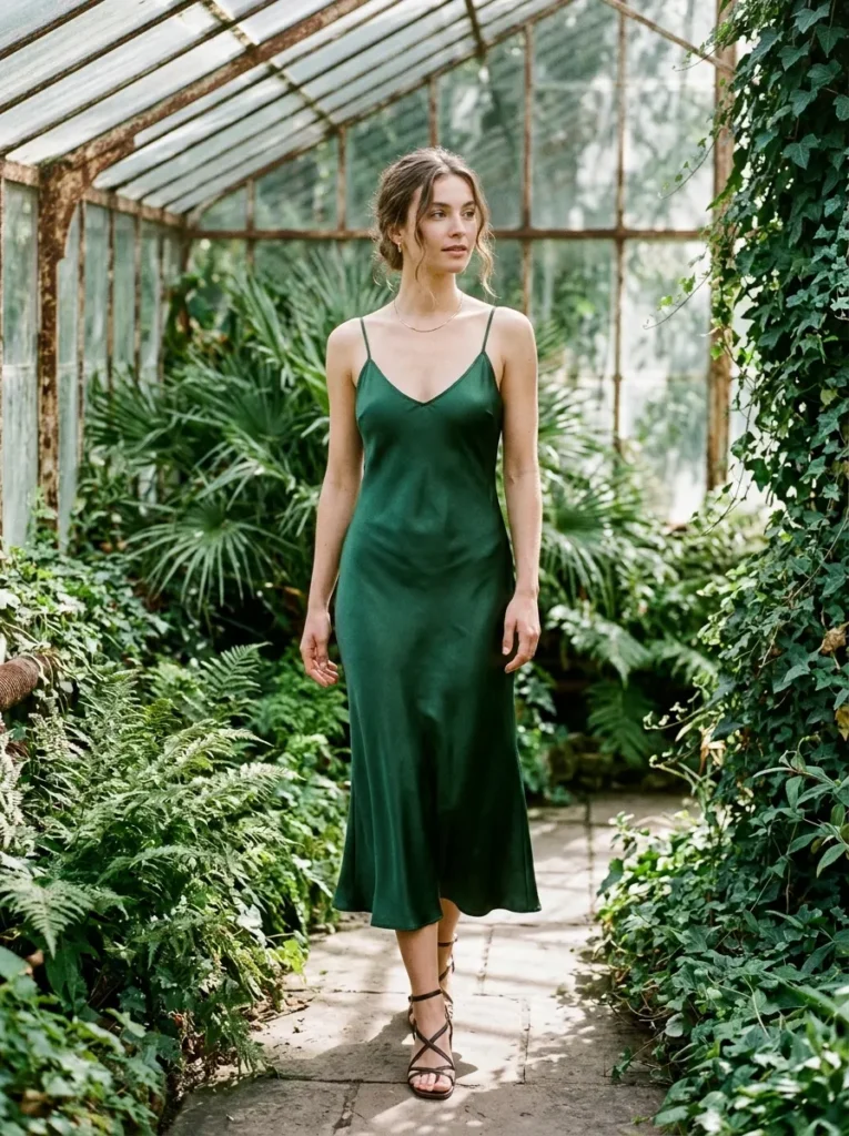 Forest Green Satin Slip Dress