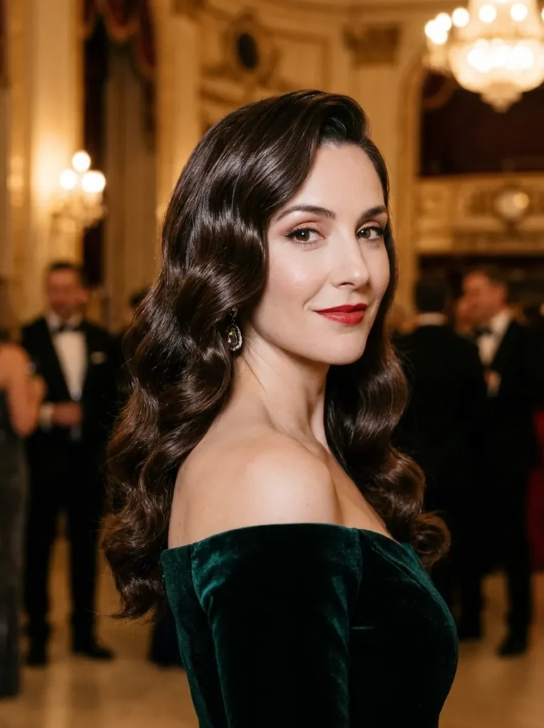 Glossy Hollywood Waves with a Deep Side Part