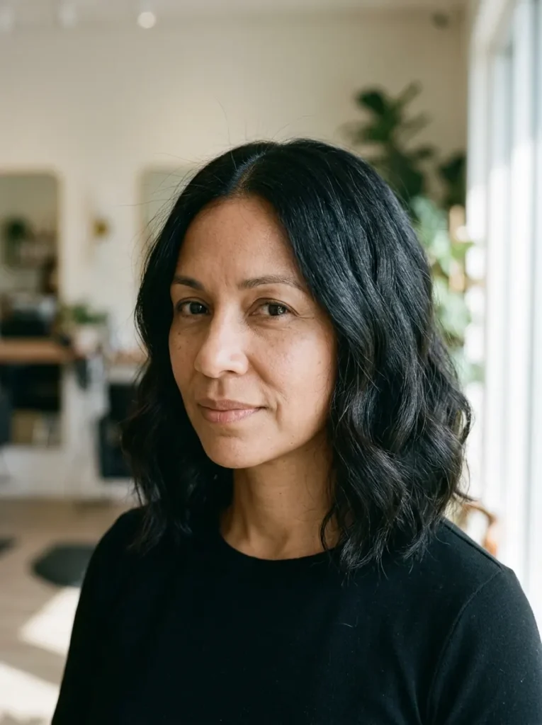 Glossy Textured Waves With a Center Part