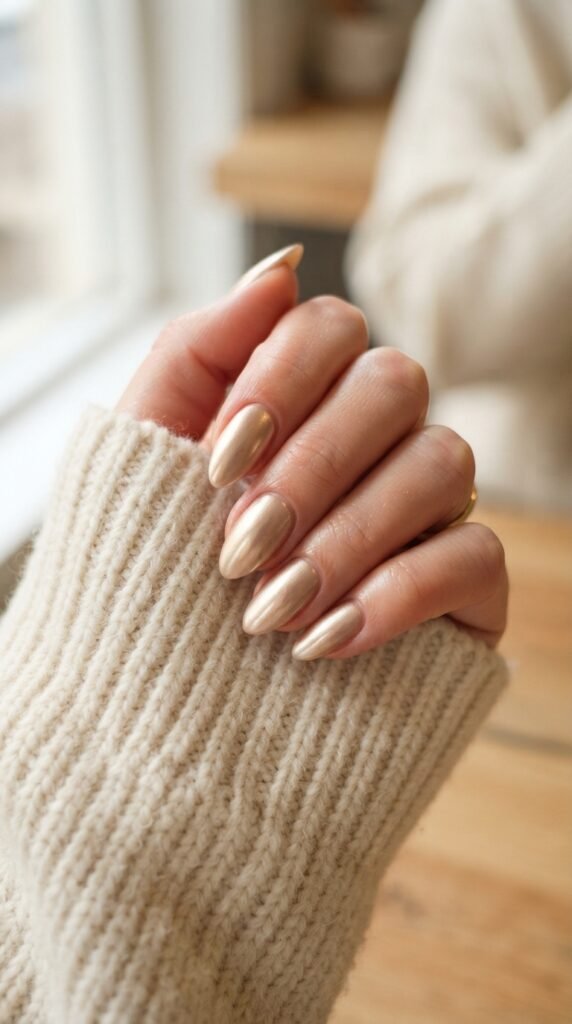 Gold Chrome October Nail Art