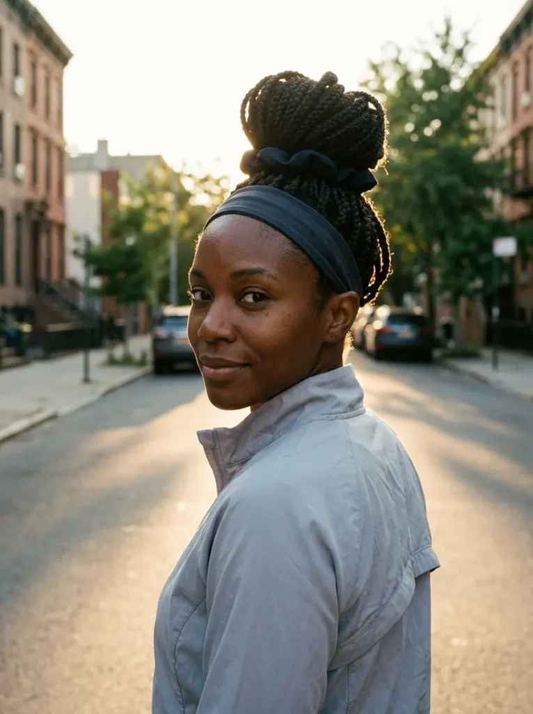 Knotless Braids in a Top Knot for Coily Hair