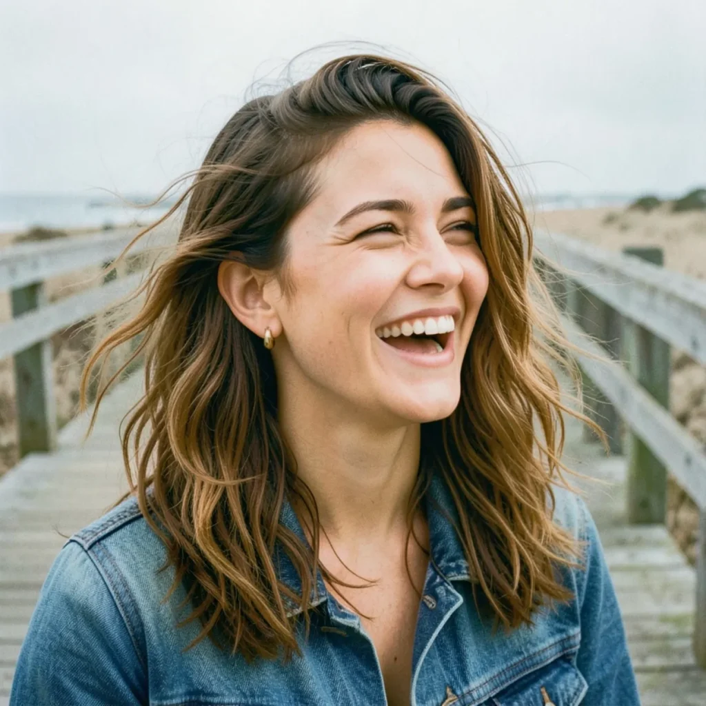 Mushroom Bronde Shag with Choppy Texture