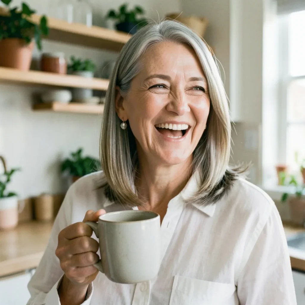 Mushroom Bronde to Blend Gray Hair
