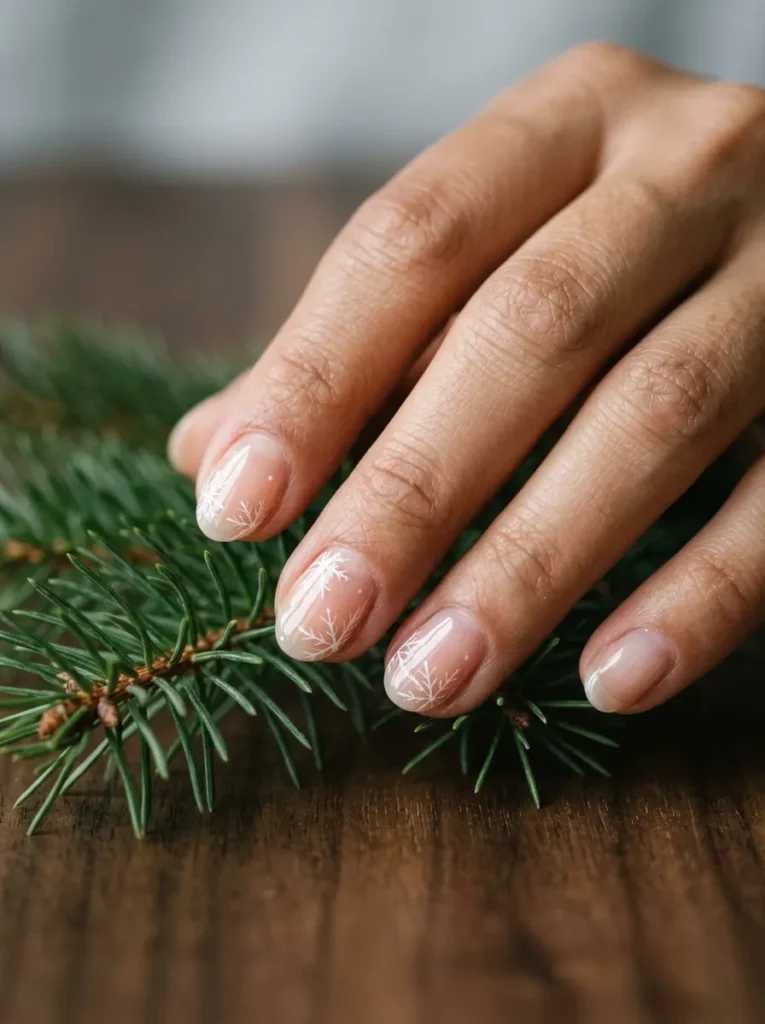 Negative Space Snowflakes on Clear Gel Nails