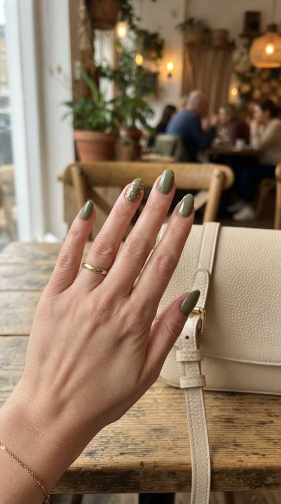 Olive Green October Nail Art