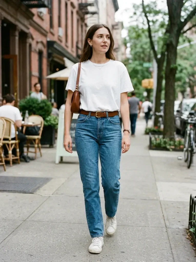Pair a White Tee with Straight-Leg Jeans