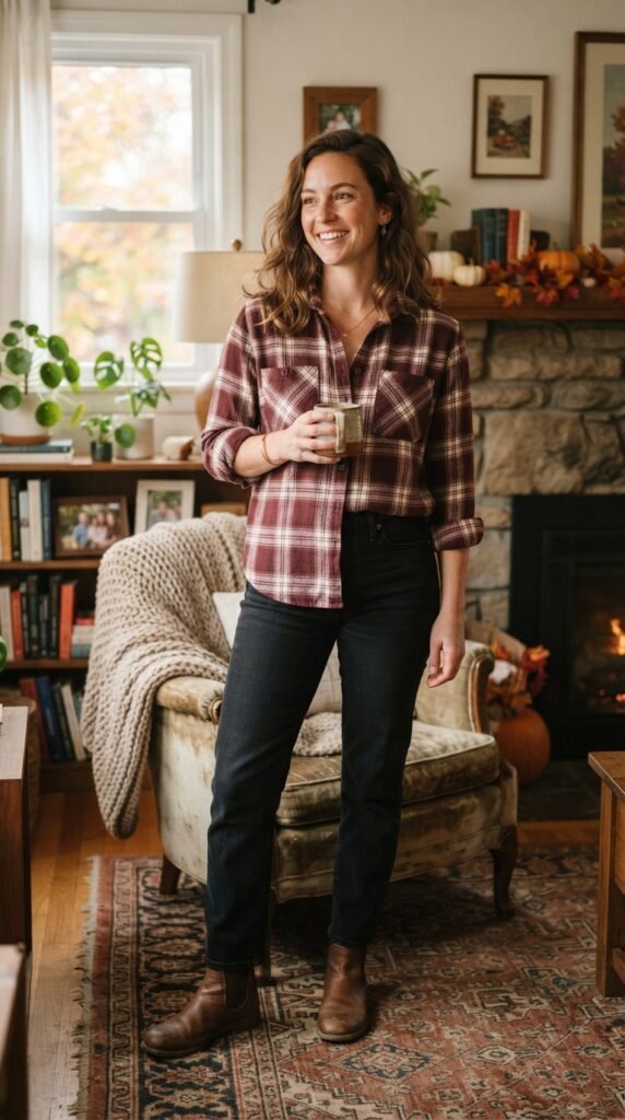 Plaid Shirt and Black Jeans Outfit