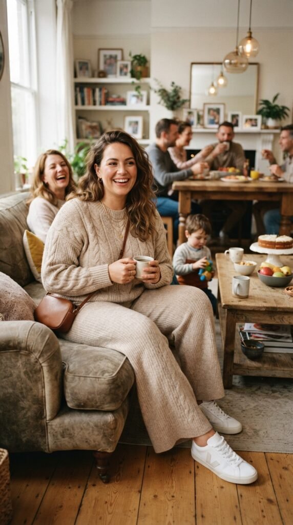 Plus Size Knit Set and Sneakers Outfit