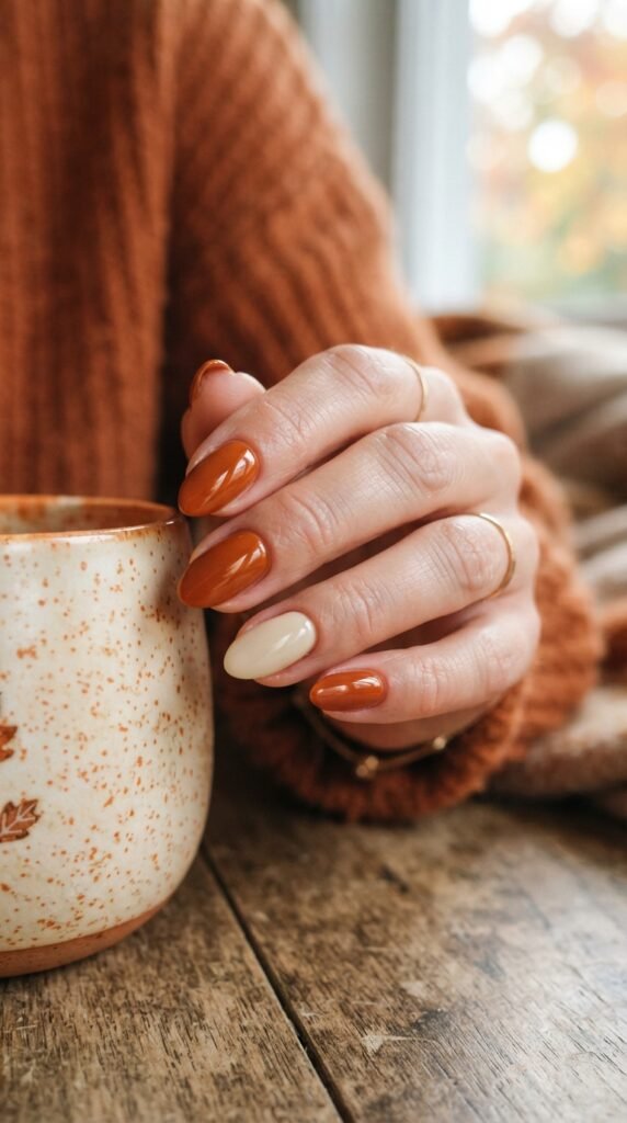 Pumpkin Spice October Nail Art
