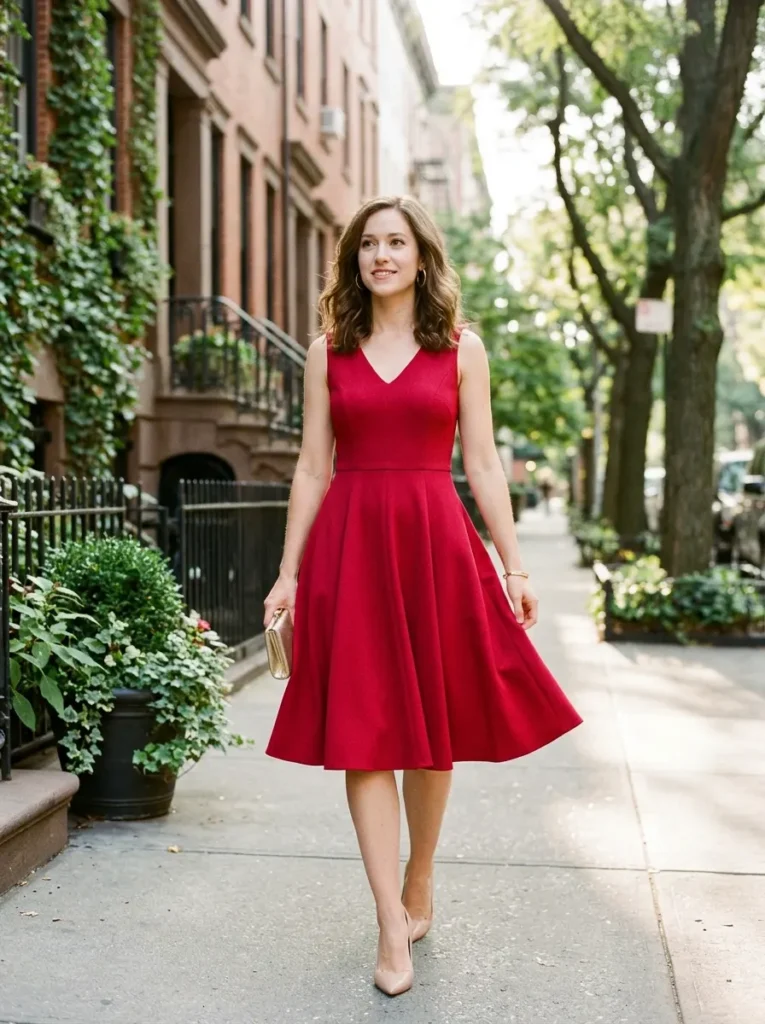 Ruby Red Fit-and-Flare Dress