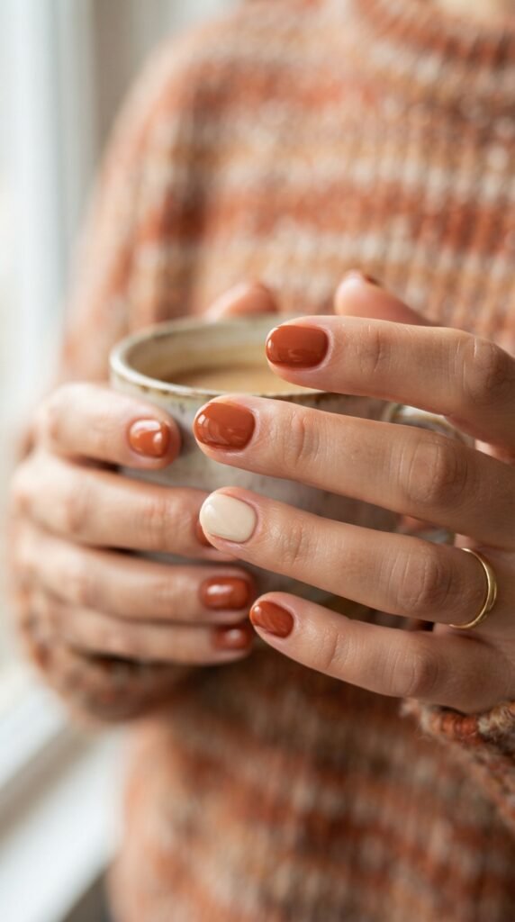 Rust Orange October Nail Art