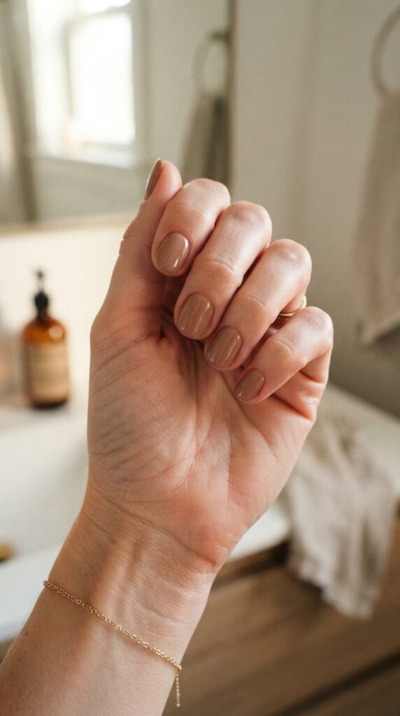Soft Mocha Nude Nail Art